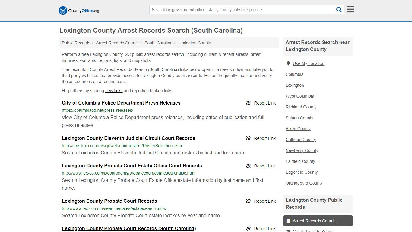 Lexington County Arrest Records Search (South Carolina)